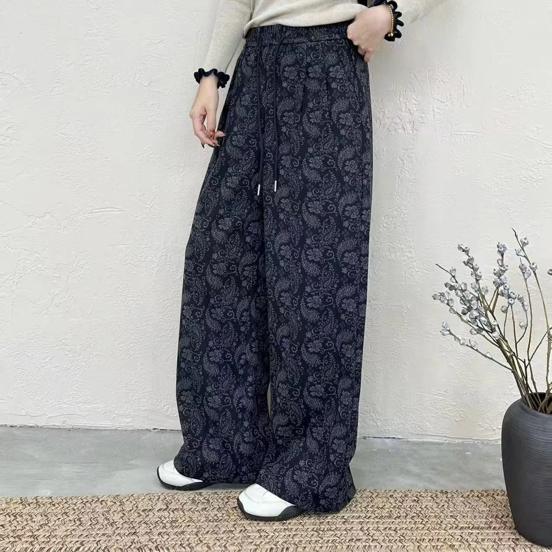 【公主屋现货】秋冬款腰果花直筒休闲裤19018