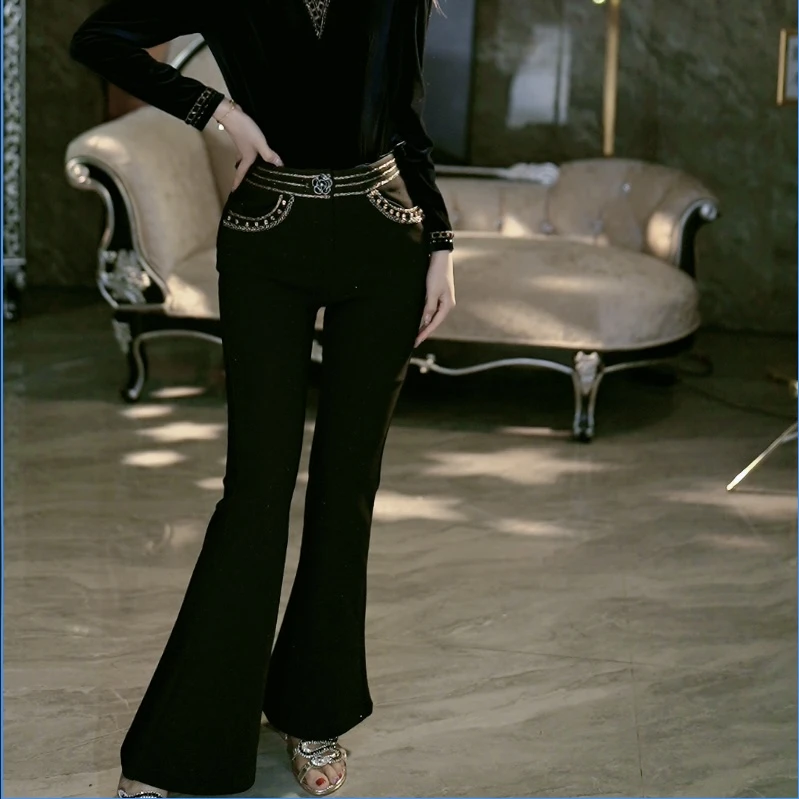 SEJI/瑟纪12.17【万有引力】重工气质加厚绒微喇裤