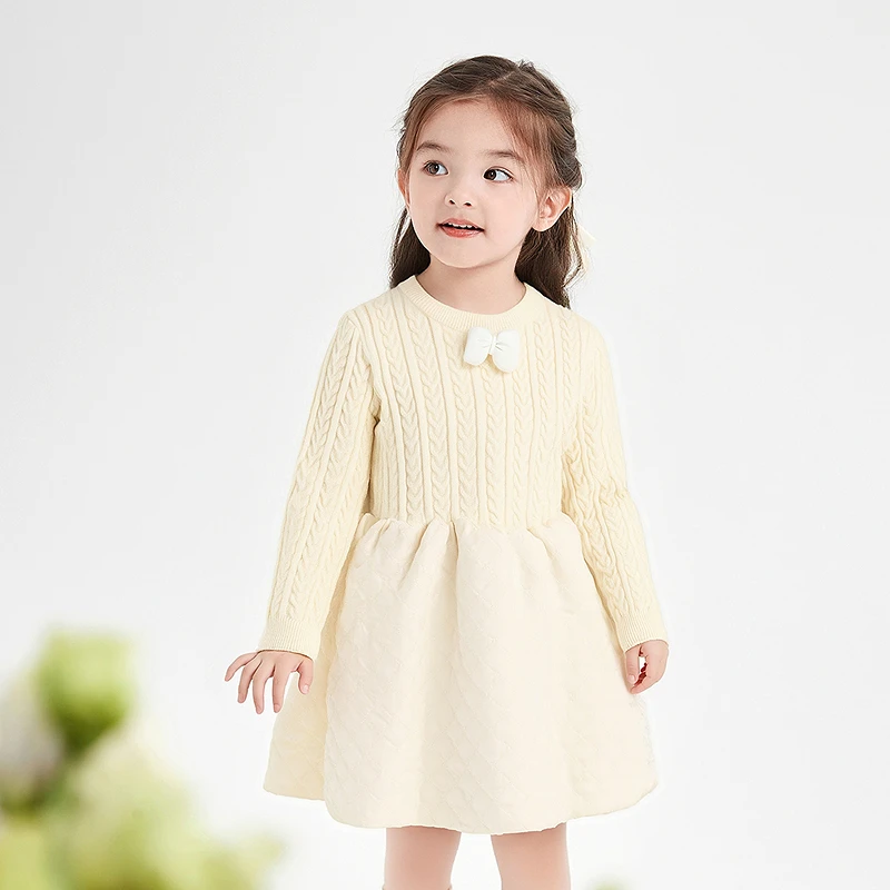 笛莎童装女童连衣裙冬季新款女孩儿童洋气针织裙裙子-33255D501