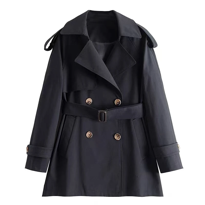 JX【2041藏蓝色风衣】气质休闲百搭女士中长款春秋简约经典韩版