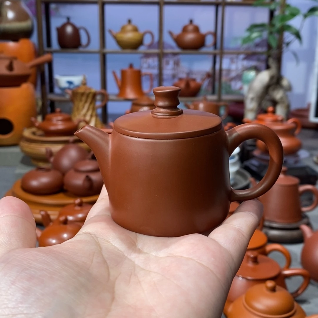 名***）茶壶紫砂章淑煌朱泥直桶壶80cc