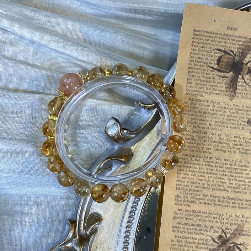 【029黄塔胶花】天然黄塔晶+胶花原创小众设计手串