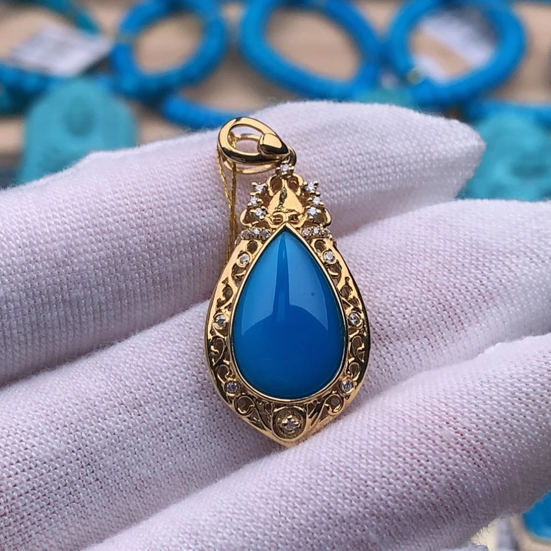 绿松石18K金镶嵌珠宝奇石