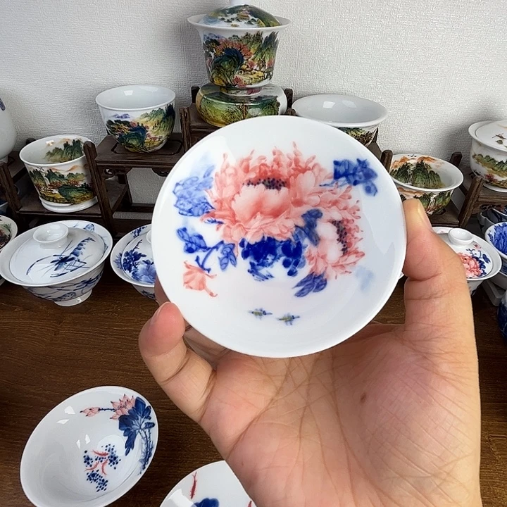 忠意堂釉下彩红牡丹微瑕不退