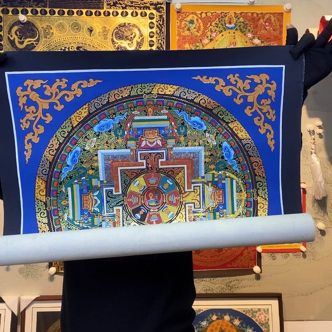 卷轴画纯手绘坛城唐卡50厘米左右