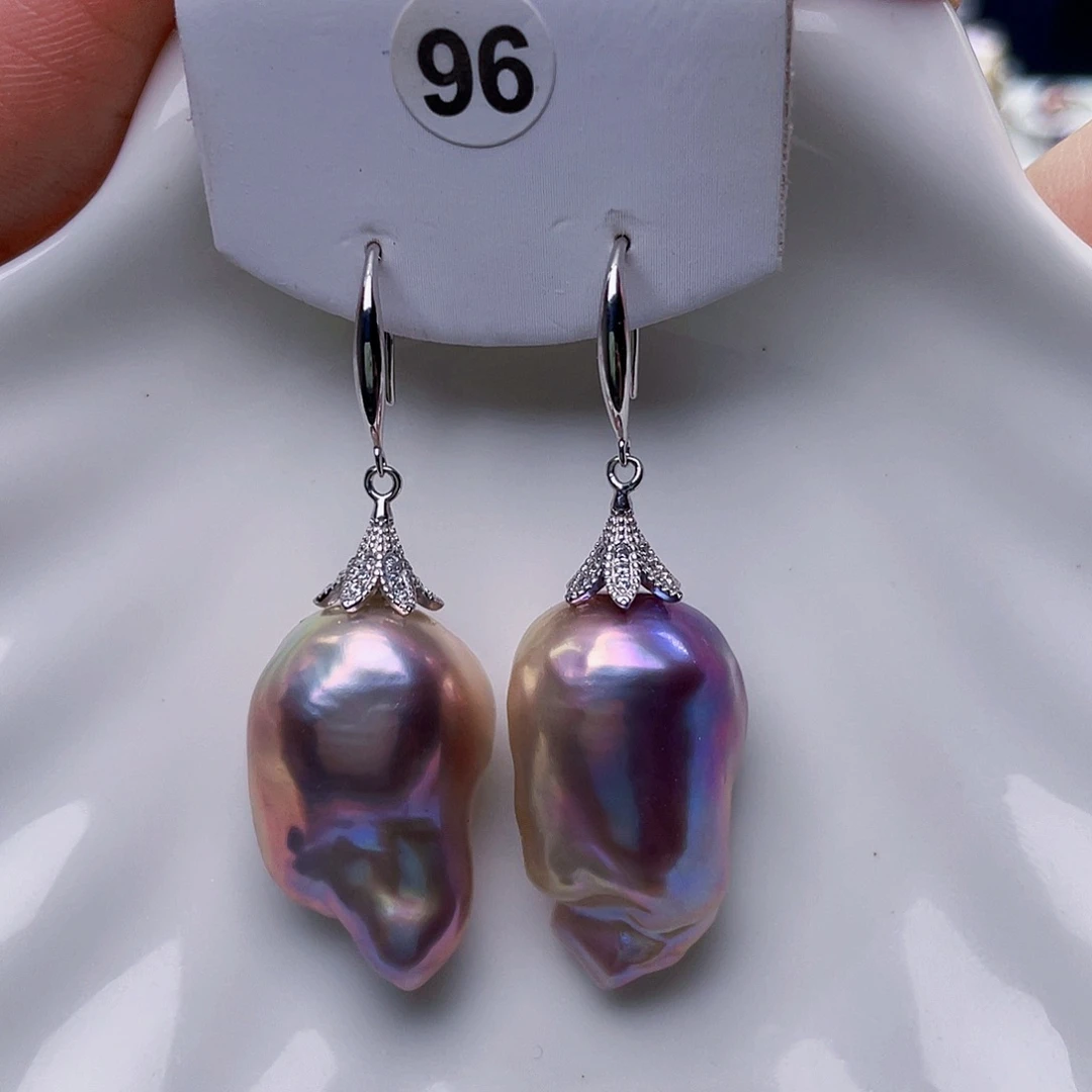 淡水珍珠耳饰银S925镶嵌微****心