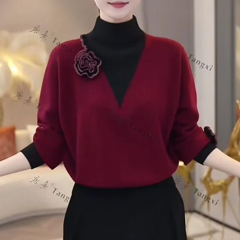 2024秋冬百搭双面德绒打底衫遮肉显瘦减龄洋气设计感半高领上衣女