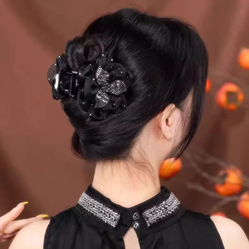 高级感抓夹女2025新款发量少丸子头盘发发夹女后脑勺夹子头花头饰