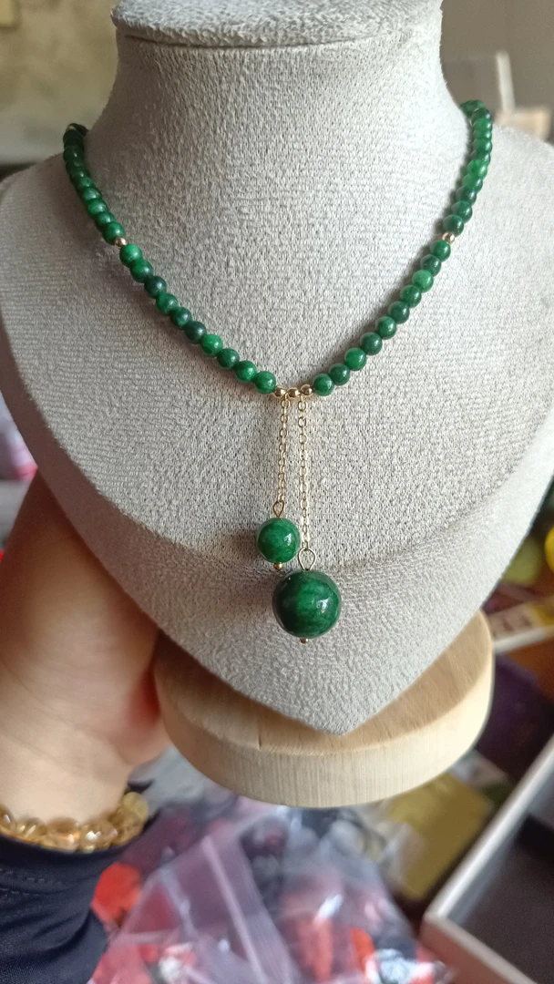 非金属陶瓷项链 绿高低ab款锁骨项链