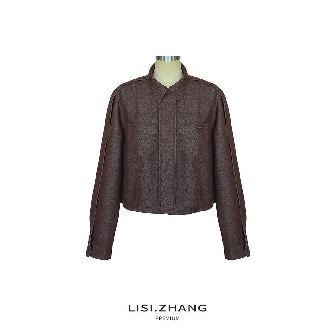 LISI.ZHANG--【复古短外套】中式小翻领宽松短款噪点外套上衣