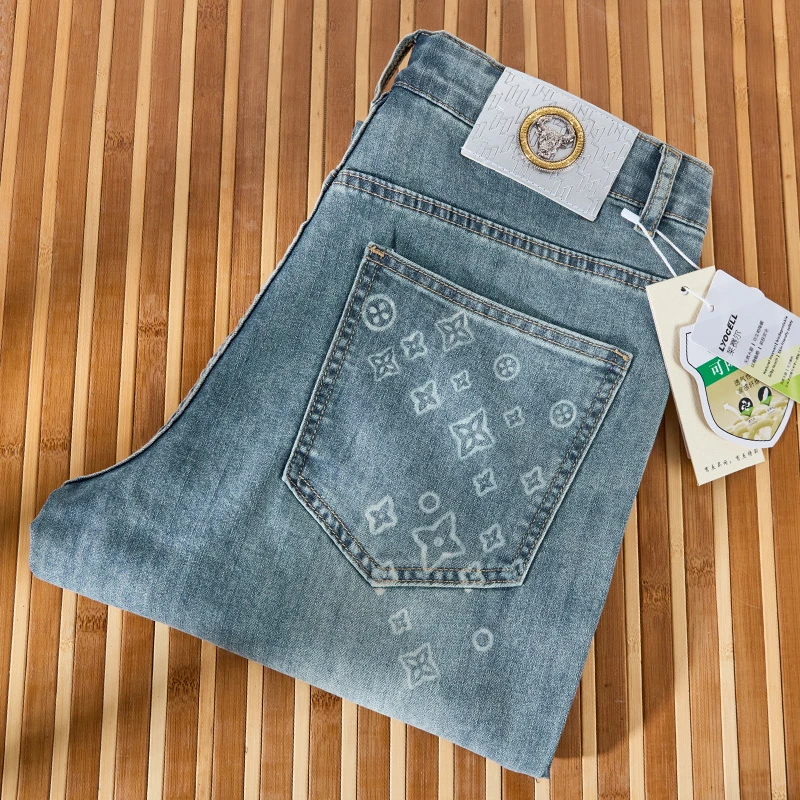 【冰晶蓝】春夏薄款复古牛仔裤男 直筒青年男装长裤子423
