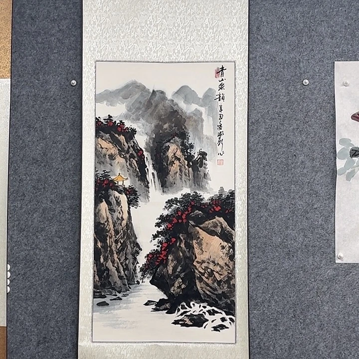 国画青山泉韵山水画