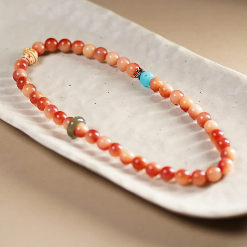 B[微醺]粉色骆驼骨单圈骨制品双圈手串手持百搭