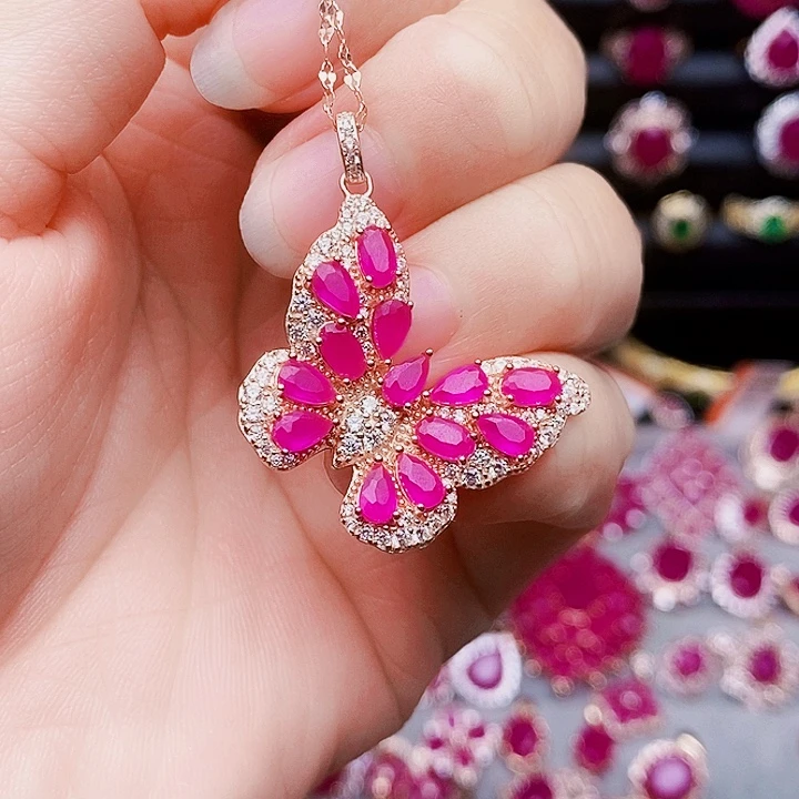 颈饰银S925镶嵌红宝石