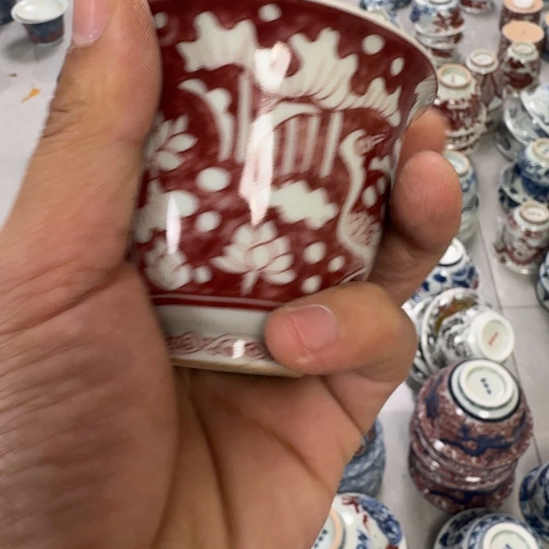 摆件依**寒釉里红一路连科铃铛杯