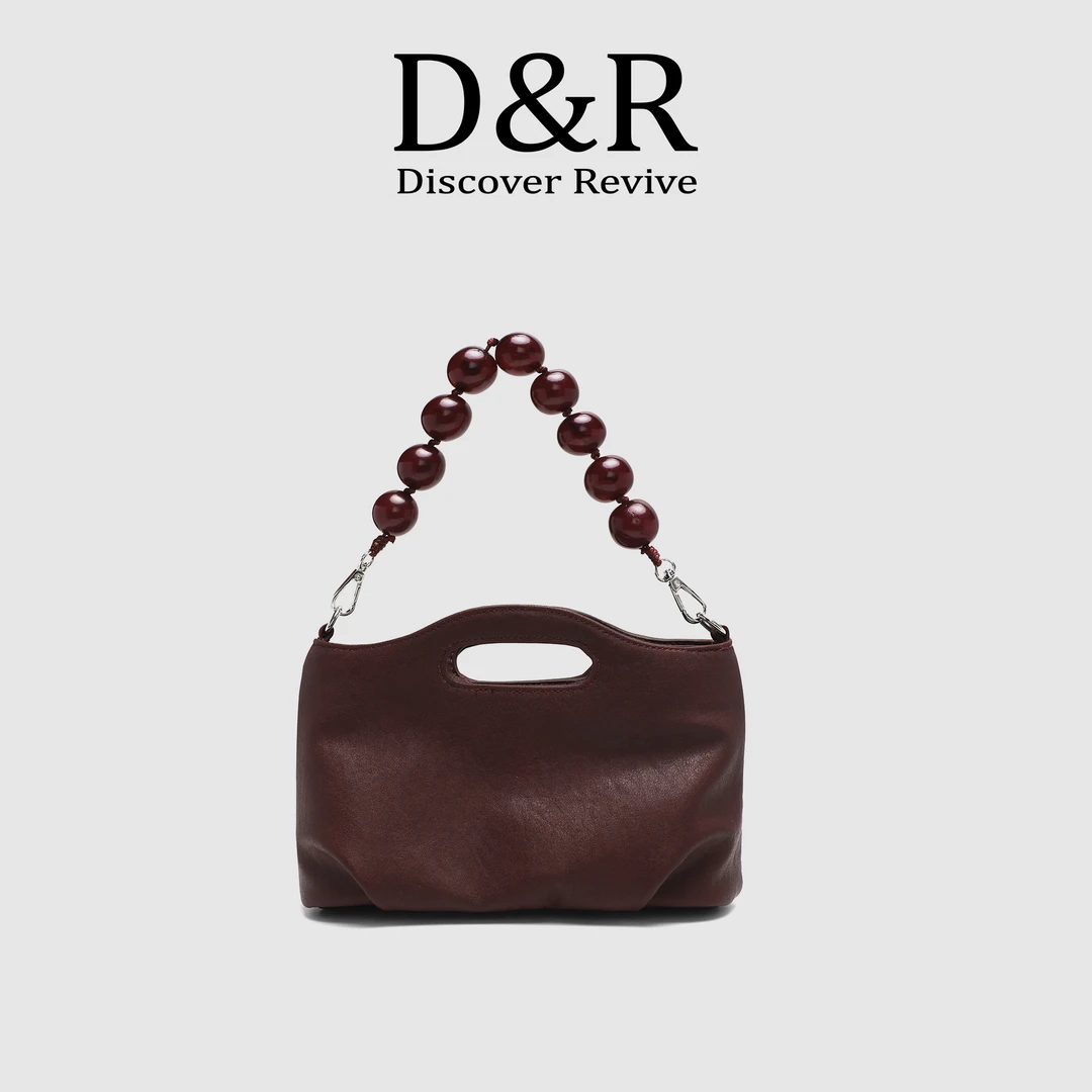 Discover Revive优雅气质时尚百搭手提斜挎串珠包(E574-红色)