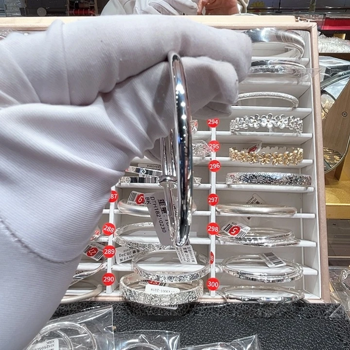 无足银足银999.9亮面中童手镯