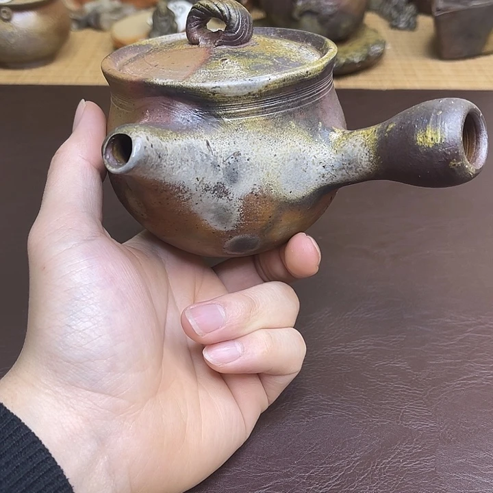 明光窑 侧把壶 备前烧