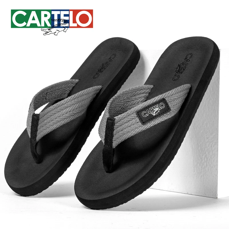 卡帝乐鳄鱼人字拖男士高档布带休闲外穿夏季夹脚软底防滑户外拖鞋