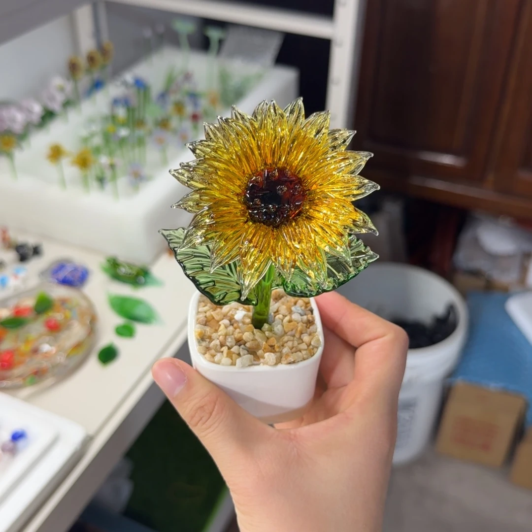 手工艺品琉璃盆栽向日葵