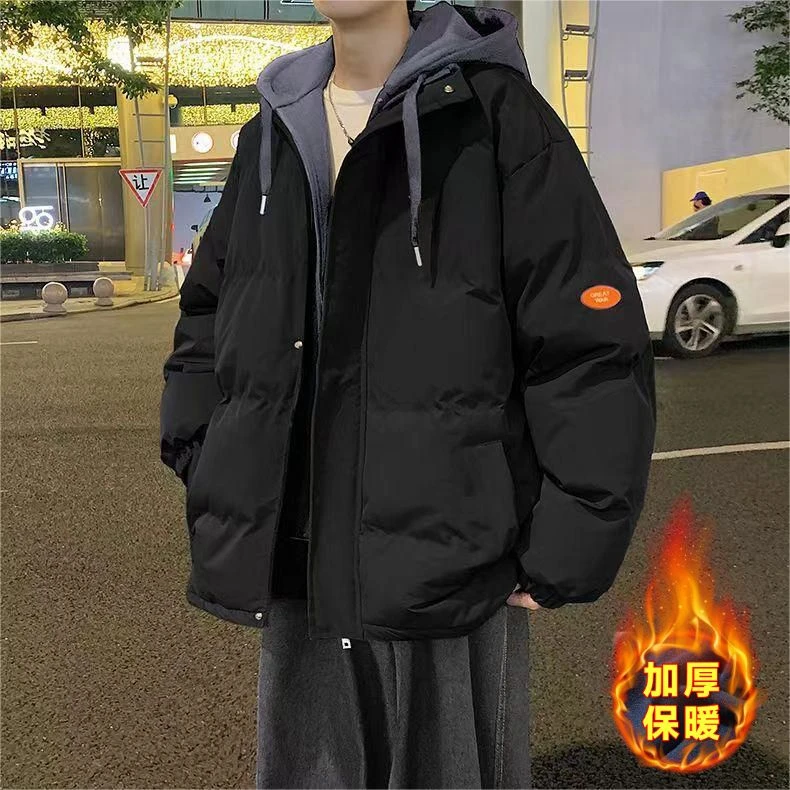 花花公子【店铺热销】特厚男生冬季棉服棉袄假两件超厚防寒高中生男