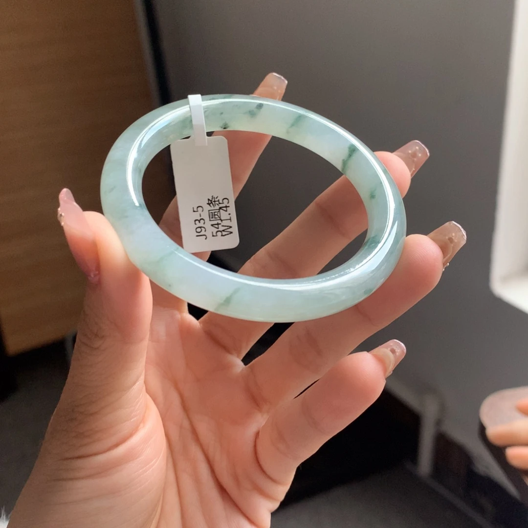 翡翠手镯（圆镯）未镶嵌冰飘水草花25号