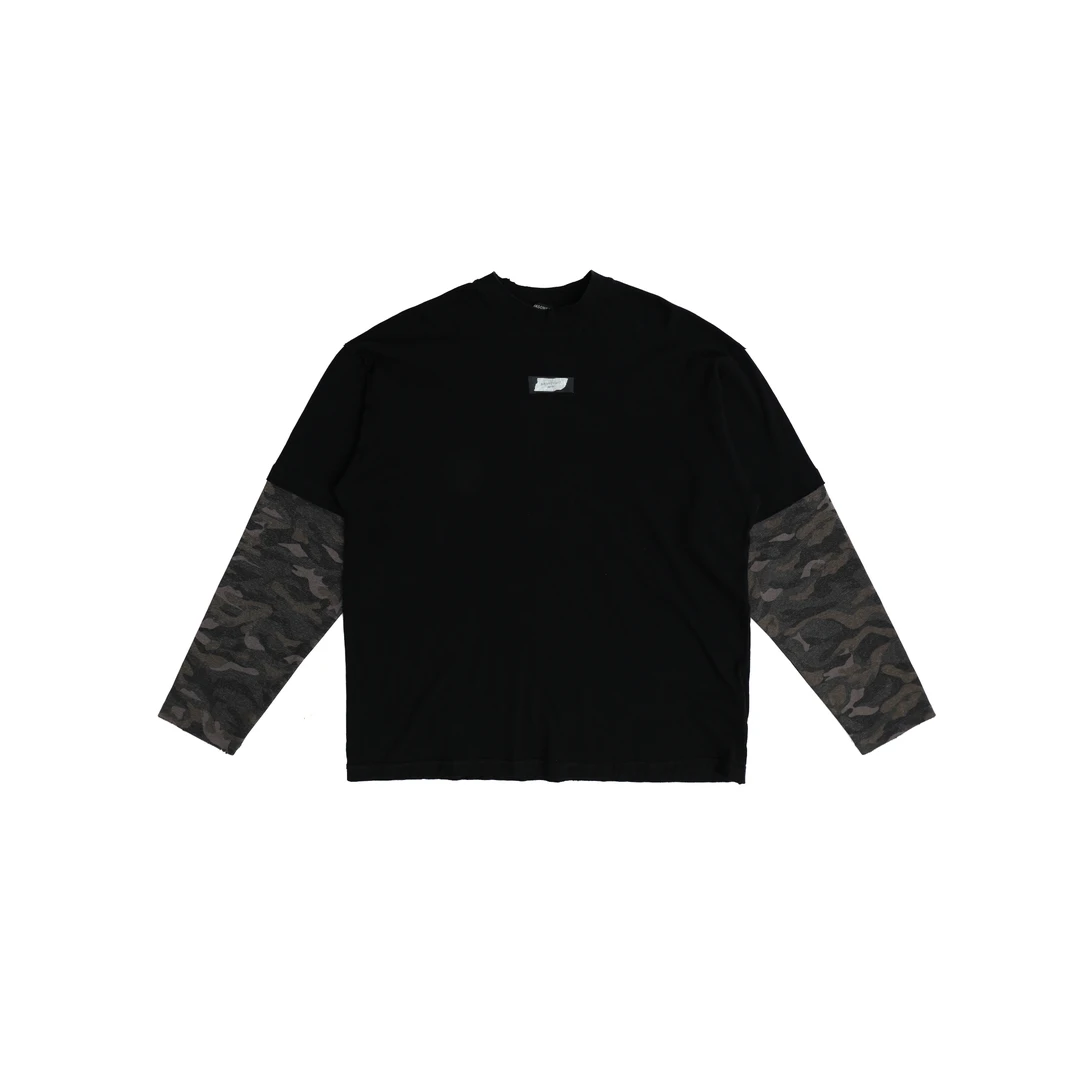 【新品】MASONPRINCE  假两件迷彩拼接长袖T恤
