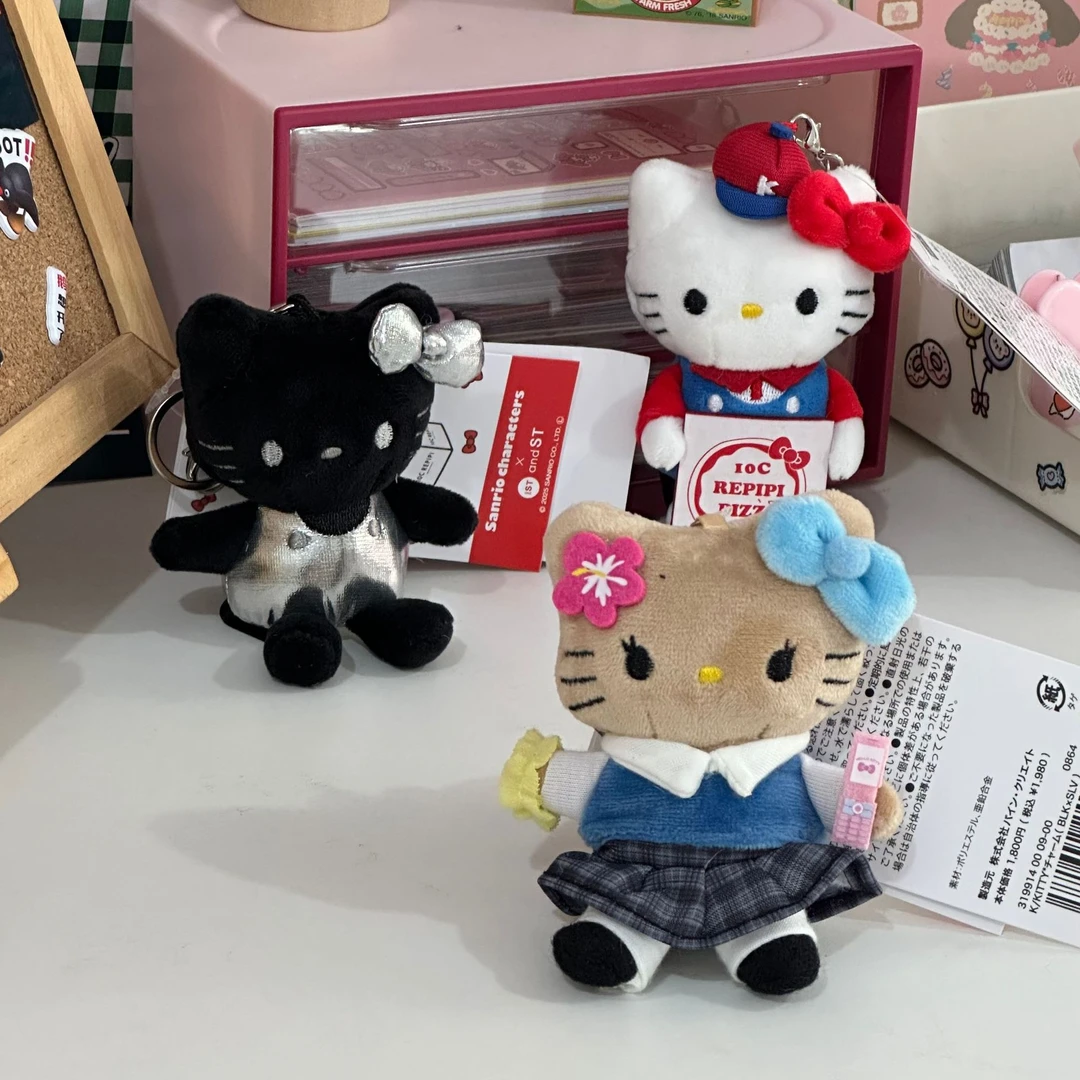 日版限定卡通正版送披萨拿手机毛绒挂件哈喽kittyhellokitty娃娃