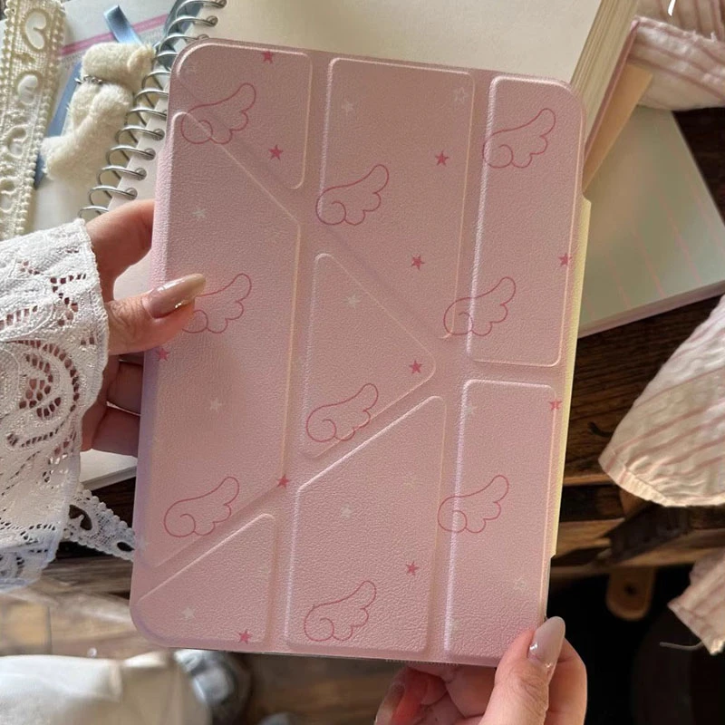 粉色翅膀适用苹果iPadA16 2025平板保护套iPad11笔槽iPad10磁吸壳