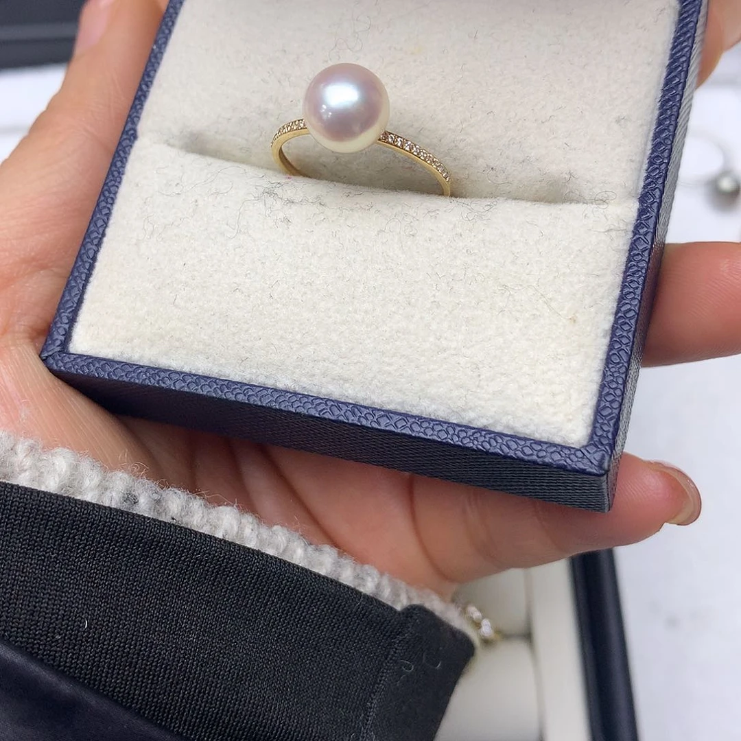 淡水珍珠戒指18K金镶嵌