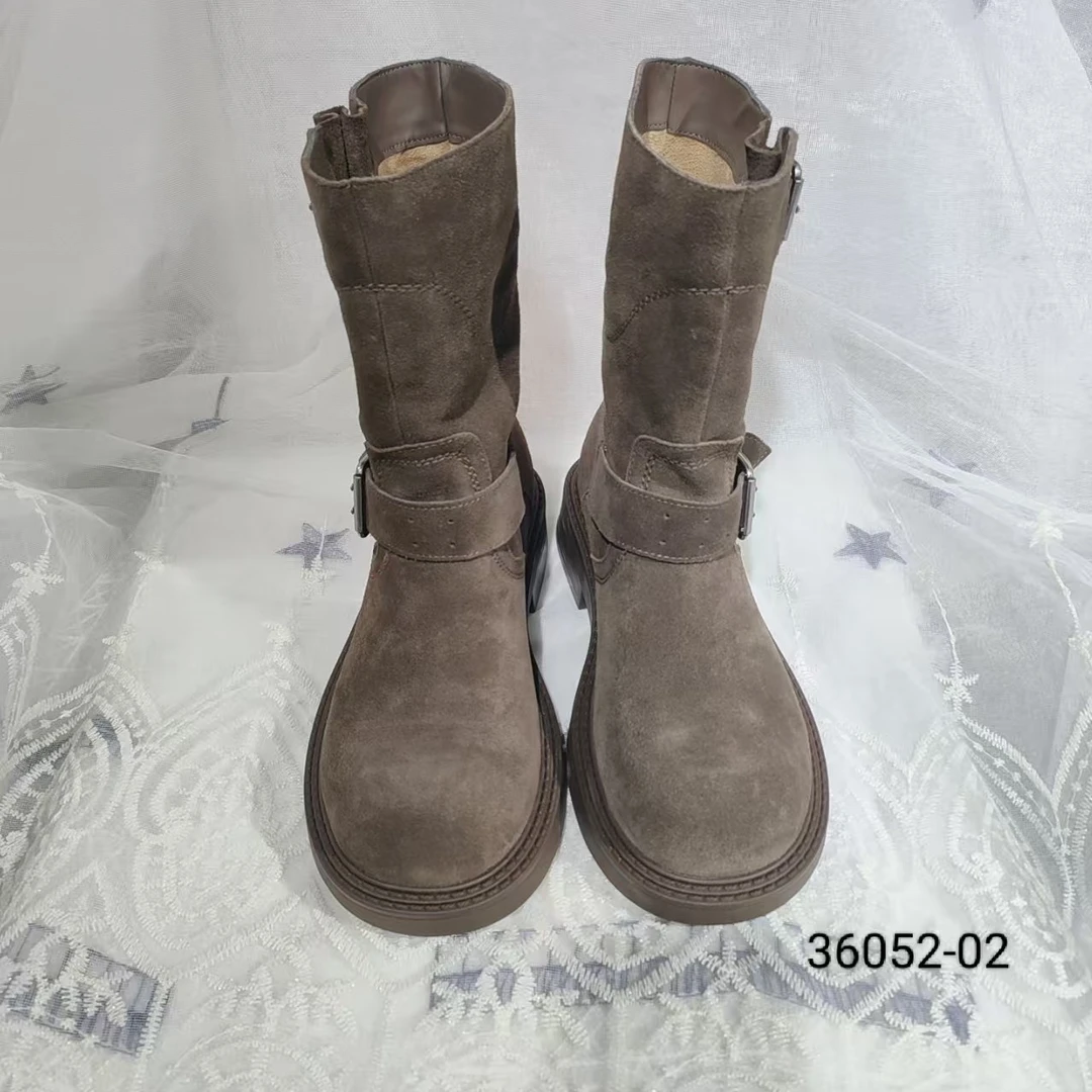 秋季复古厚底马丁靴女短靴英伦风圆头系带堆堆靴百搭增高女靴