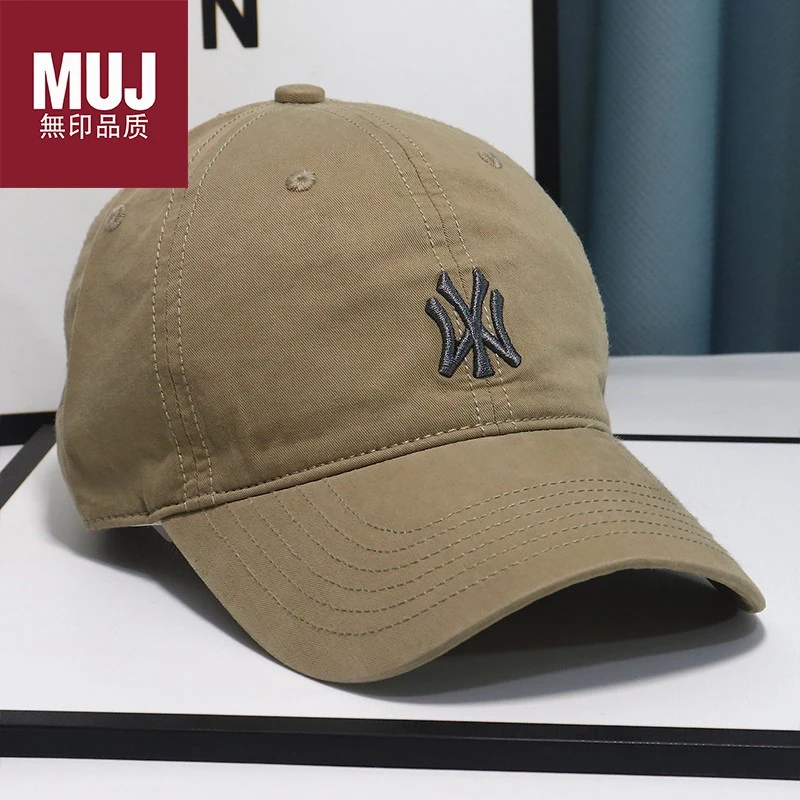无印日本MUJ软顶棒球帽女新款刺绣鸭舌帽子显脸小纯棉休闲百搭