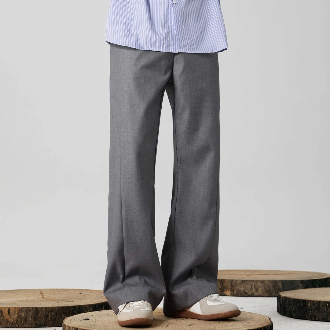 GTRG纯色立体剪裁阔腿基础西裤垂感宽松痞帅cleanfit修身微喇裤