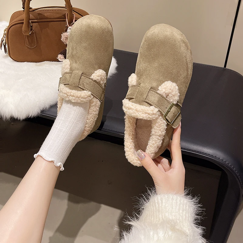 平底加绒保暖秋冬季外穿勃肯鞋女新款2025软底百搭一脚蹬懒人棉鞋