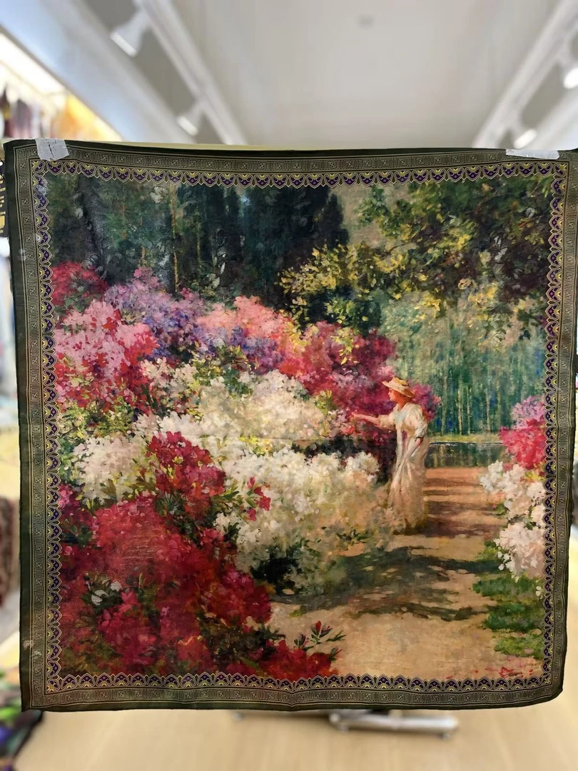 CG1-05《维纳斯的后花园》高端香云纱中国风小方巾丝巾70*70