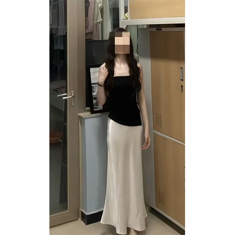 2025秋季新款修身显瘦简约百搭气质时尚无袖上衣高腰A字半身长裙