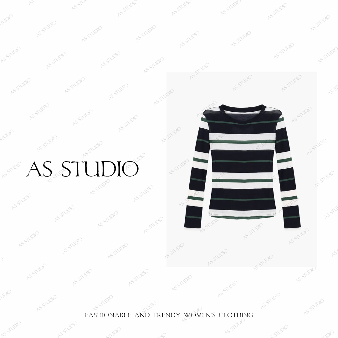 【AS小绿条】25新经典条纹轻薄舒适修身百搭上衣AS25QTX03302