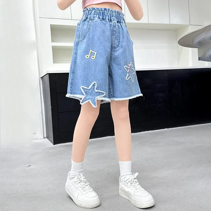 女童牛仔短裤2025夏季新款洋气儿童裤子夏装五分裤时髦中大童热裤