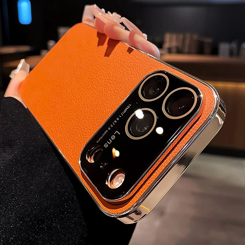 适用于苹果17promax手机壳素皮大视窗带镜头膜网红男女款奢华高档