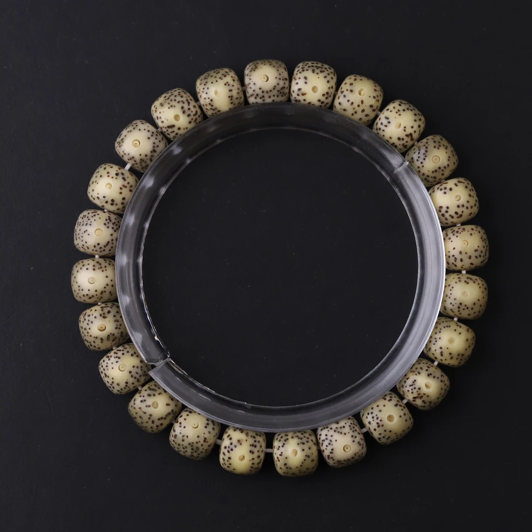 S7915-3 原生态糯冰双留白星月菩提文玩单圈手串老型