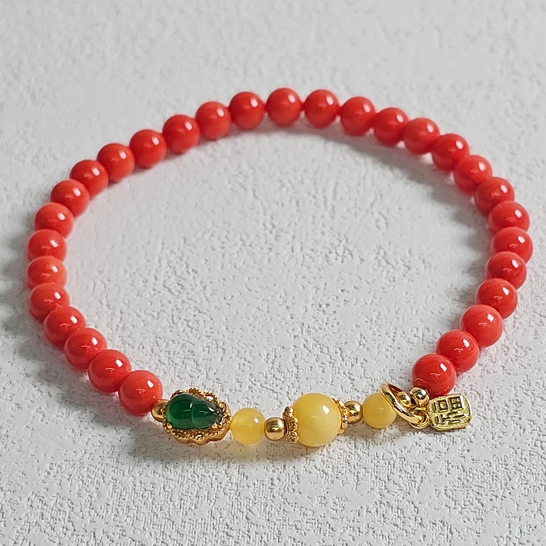 Chii Lih绮丽珊瑚 天然珊瑚 多样性 红珊瑚圆珠手串/33000208