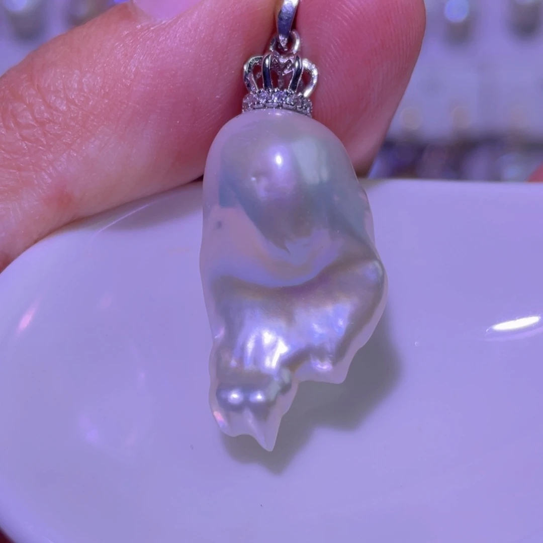 天然淡水珍珠吊坠淡水珍珠银S925镶嵌