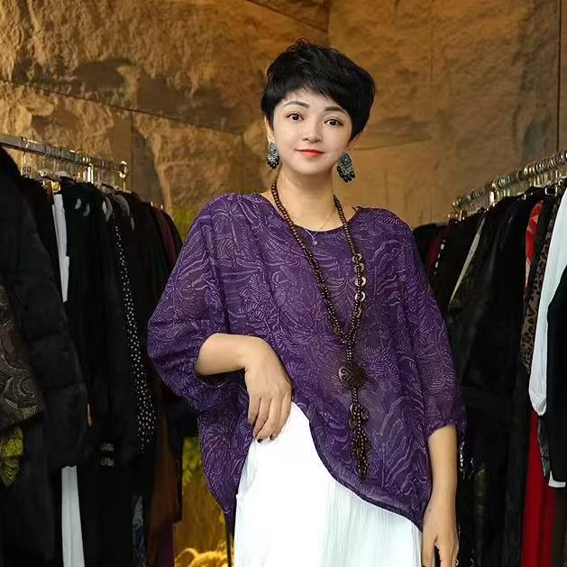 (QQ)135#1677-暗夜紫气质T恤-F/减龄时尚百搭好看上衣