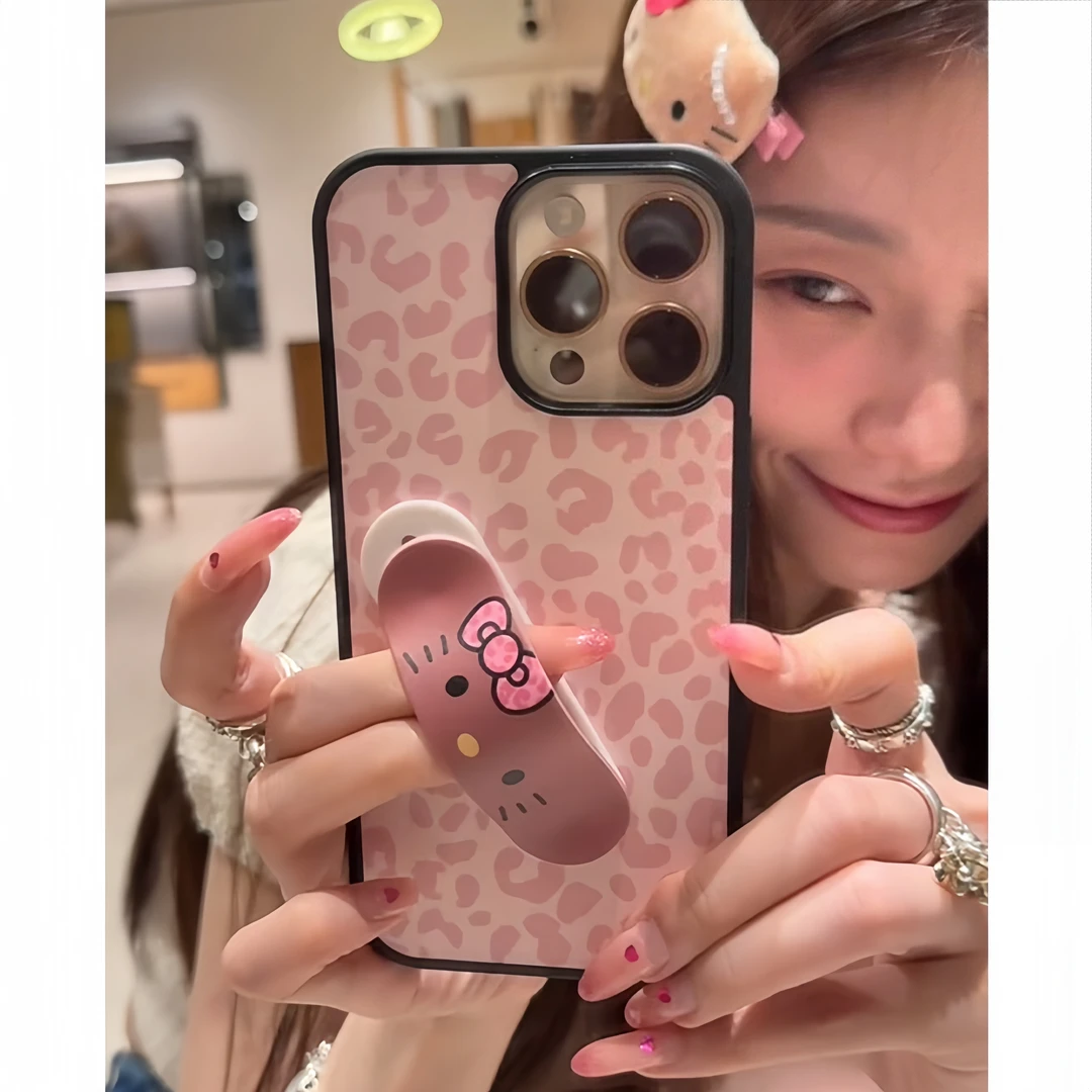 BANCA粉豹纹凯蒂创可贴支架适用iphone16promax手机壳苹果15/1413