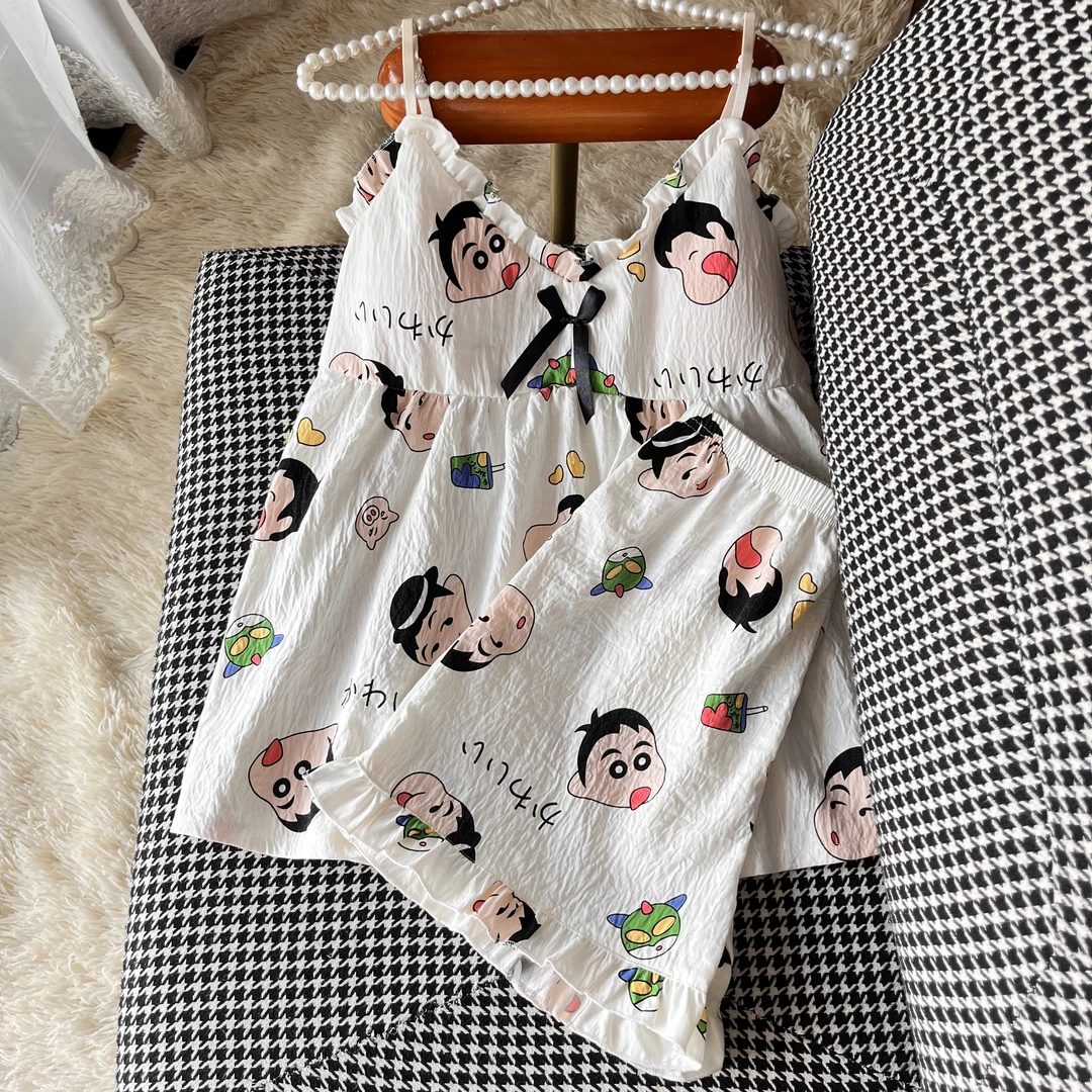 云朵棉夏季吊带睡衣两件套装女款爆款2025新款带胸垫可外穿家居服