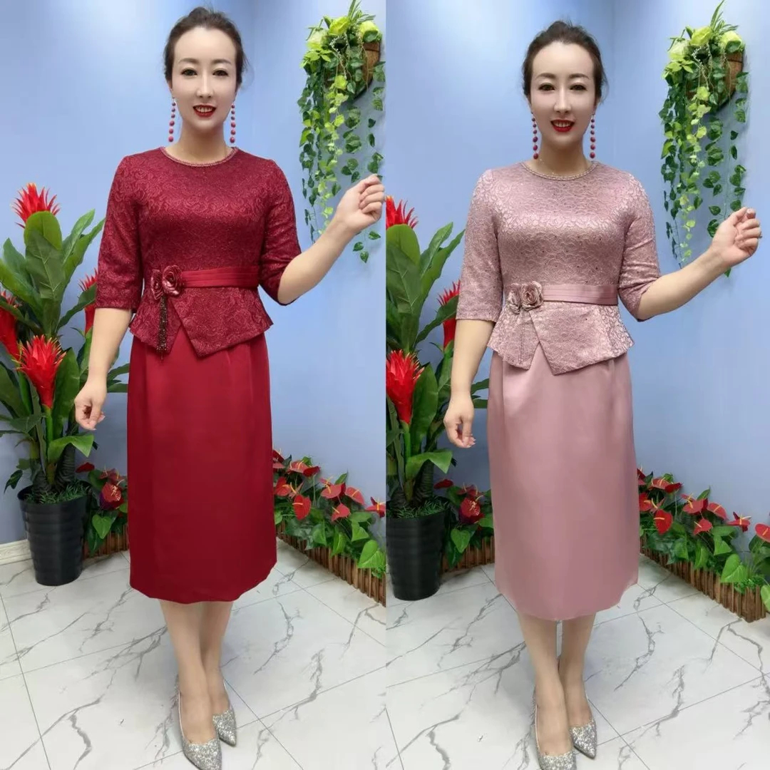 6347款重工提花气质高贵婚宴连衣裙