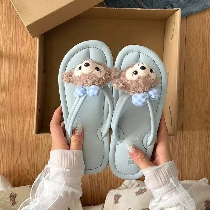 多巴胺卡通可爱人字拖外穿女2025年夏季新款软底百搭沙滩厚底拖鞋