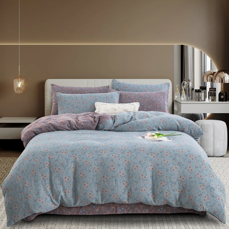 反季清货！断码清货高货复古风全棉色织双层纱四件套双面套件被套