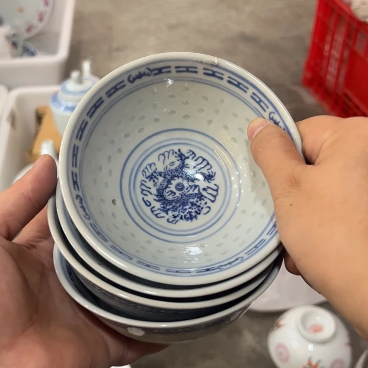 瓷片11厘米龙芯饭碗2个
