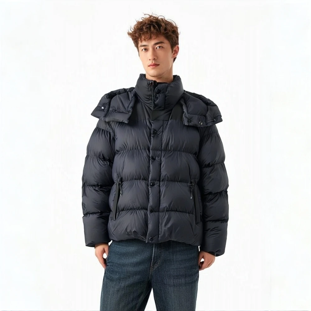 未使用 BURBERRY/博柏利 17647173徽标logo可拆卸羽绒服藏蓝色S码